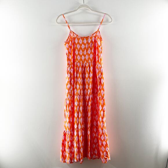 J. Crew Strappy Tiered Midi Sundress in Bold Orange Pink 00 - Picture 5 of 9